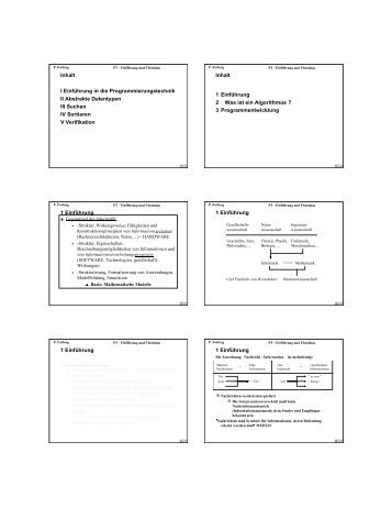 Inhalt I EinfÃ¼hrung in die Programmierungstechnik II Abstrakte ...
