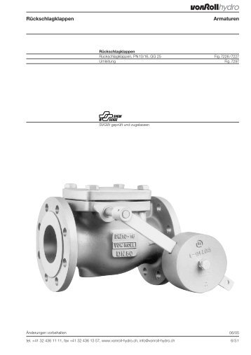 RÃ¼ckschlagklappen Armaturen - vonRoll hydro