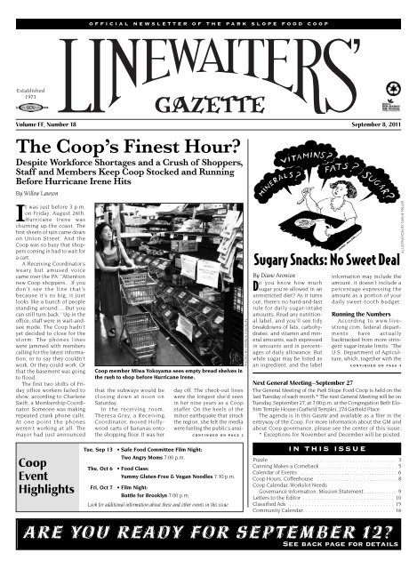 September 8th, 2011 : Volume FF, Number 18 - Park Slope Food Coop