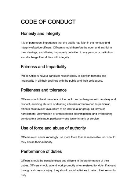 CODE OF CONDUCT - Nottinghamshire Police