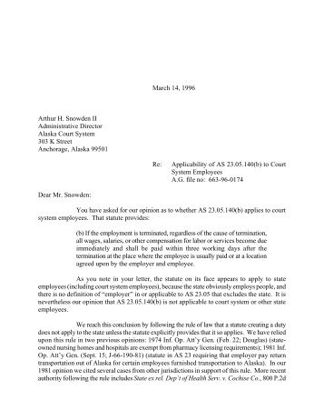 Applicability of AS 23.05.140(b) to Court System Employees - Alaska ...