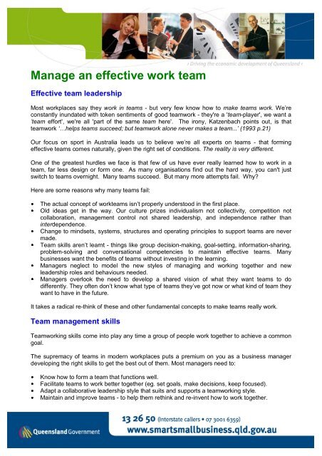 Manage An Effective Work Team Pdf A 129kb Ajml Group