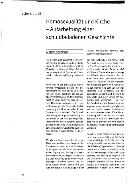 Schwerpunkt - Arbeitsgemeinschaft der Evangelischen Jugend