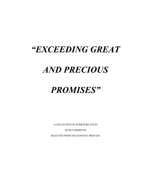Exceeding Great and Precious Promises - Bible Students Online