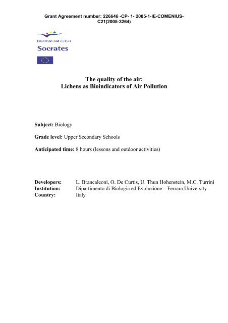 Lichens as Bioindicators of Air Pollution - OutLab.ie