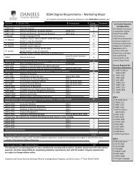 BSBA Degree Requirements – Marketing Major - Daniels College of ...