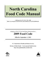 North Carolina Food Code Manual - NC Department of Health and ...