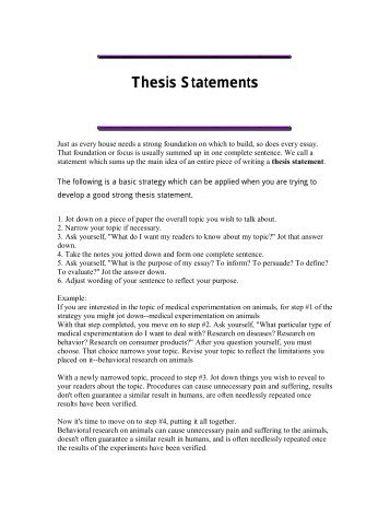 Writing a good Thesis Statement