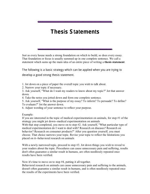 excellent thesis statements