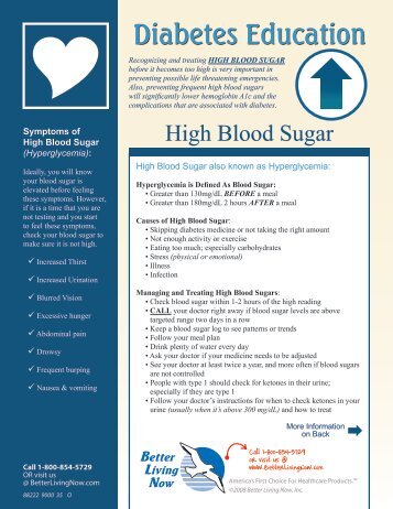 High Blood Sugar - Better Living Now Health Education Guide
