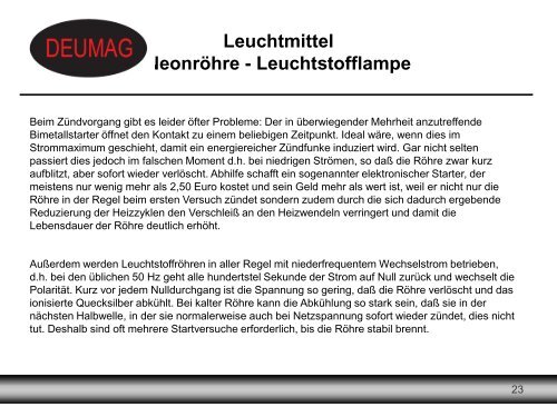 Leuchtmittel Neonröhre - Leuchtstofflampe - DEUMAG