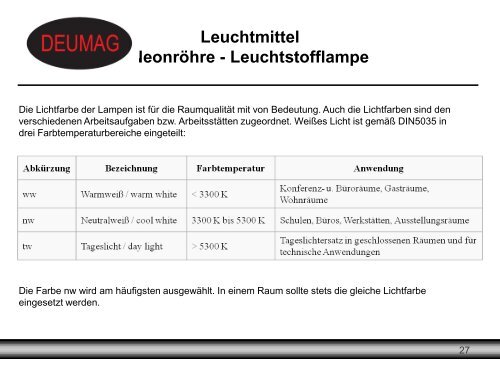 Leuchtmittel Neonröhre - Leuchtstofflampe - DEUMAG