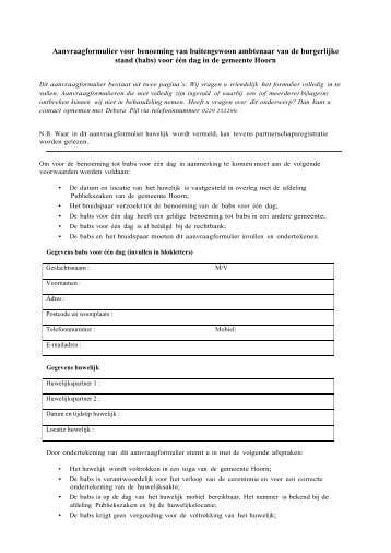 formulier voor de voorwaarden en om een ... - Gemeente Hoorn
