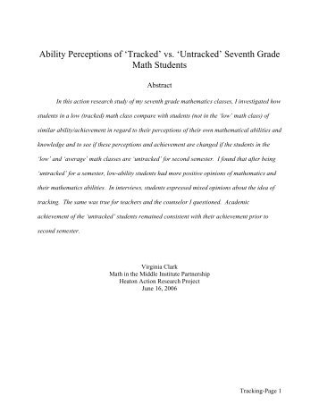 Ability Perceptions of 'Tracked' vs - Center for Science, Mathematics ...