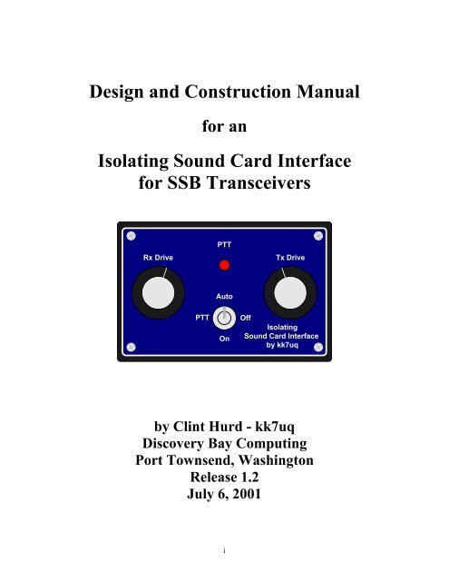 Soundcard Isolation Project - VA3CR