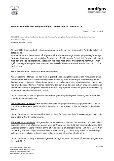 Referat fra dialogmoede 120312 Domea - Nordfyns Kommune