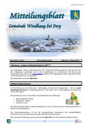 Mitteilungsblatt der Gemeinde Windhaag bei Perg vom 07. Februar ...