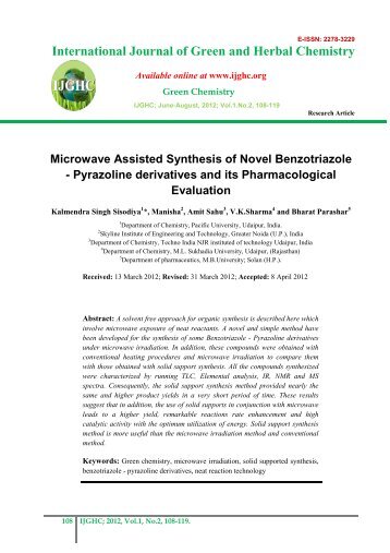 Microwave Assisted Synthesis of Novel Benzotriazole - IJGHC