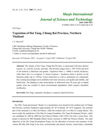 Vegetation of Doi Tung, Chiang Rai Province, Northern Thailand