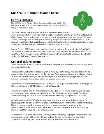 Girl Scouts of Rhode Island Chorus Chorus History: General ...