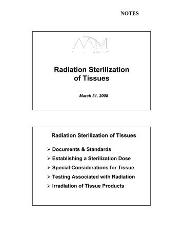 Radiation Sterilization of Tissues - American Association of Tissue ...