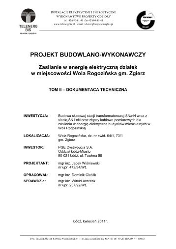 PROJEKT BUDOWLANO-WYKONAWCZY - PGE Dystrybucja