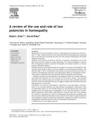 A review of the use and role of low potencies in homeopathy