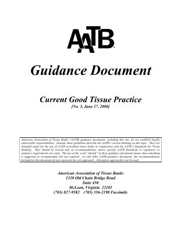 Guidance Document, No. 3 - American Association of Tissue Banks