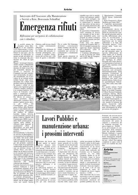 Giornale Comune Ariccia - Comune di Ariccia