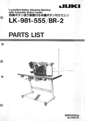 Parts book for Juki LK-981-555/BR2
