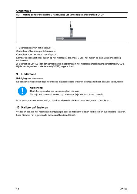 Installatie- en gebruiksaanwijzing Vochtigheidsmeter DP 109