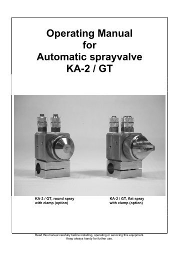 Operating Manual for Automatic sprayvalve KA-2 / GT