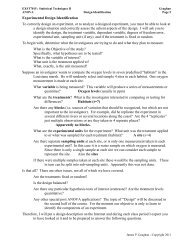 Experimental Design Identification To correctly design an ...