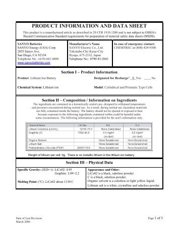 Li-ion Battery MSDS - Welch Allyn