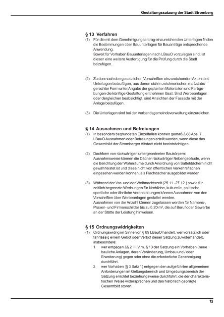 Gestaltungssatzung der Stadt Stromberg zur Stadtsanierung