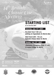 STARTING LIST Startliste BCCM 2007 - British Classic Car Meeting