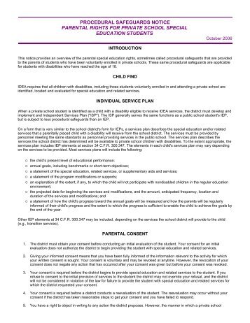 procedural safeguards notice parental rights for private school ...