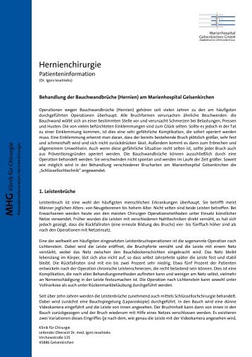 Hernienchirurgie - Marienhospital Gelsenkirchen GmbH