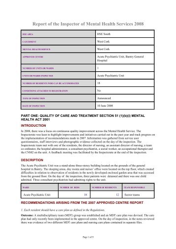 IR 2008 - Mental Health Commission