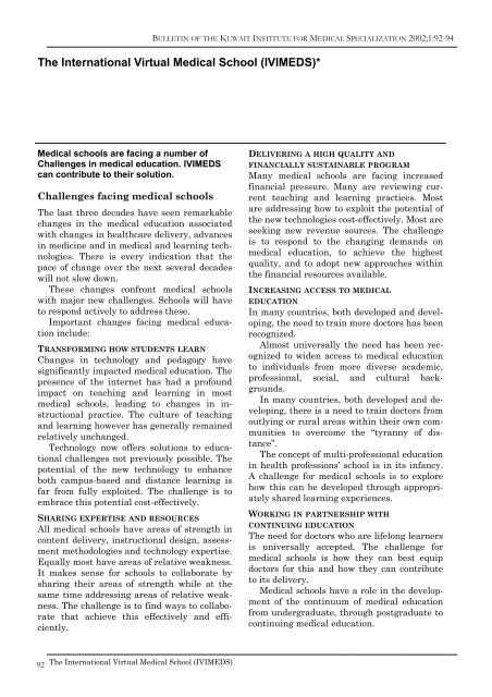 The International Virtual Medical School Ivimeds Kims