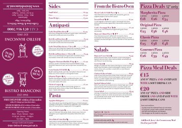 Sides Salads Pasta Antipasti Pizza Meal Deals €15 ... - Bistro Bianconi