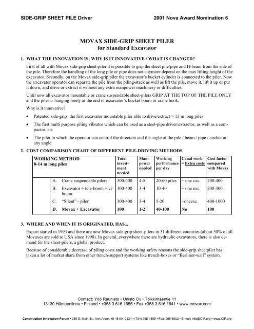 Excavator Comparison Chart