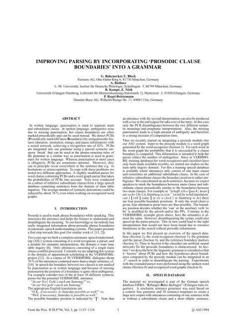 'prosodic clause boundaries' into a grammar - Lehrstuhl fÃ¼r ...