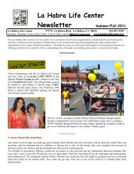 La Habra Life Center Newsletter - Our Lady of Guadalupe Catholic ...