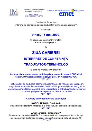 ZIUA CARIEREI - Master European Interpretare de Conferinta