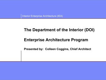 The Department of the Interior (DOI) Enterprise Architecture Program