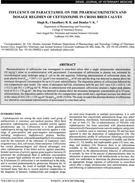 influence of paracetamol on the pharmacokinetics and dosage ...