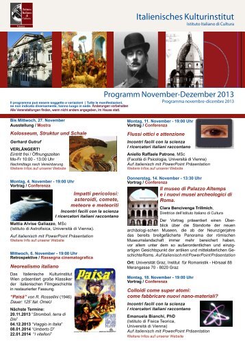 eventi novembre-dicembre 2013.pdf - Italienisches Kulturinstitut Wien