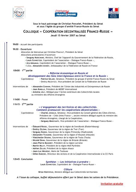 Programme du colloque - CitÃ©s Unies France