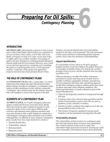 Preparing For Oil Spills: Contingency Planning 6 - Wildpro